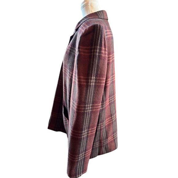 Requirements Vintage Women's Wool Blend Plaid Zip-Up Jacket Brown Size 16 - Picture 4 of 10